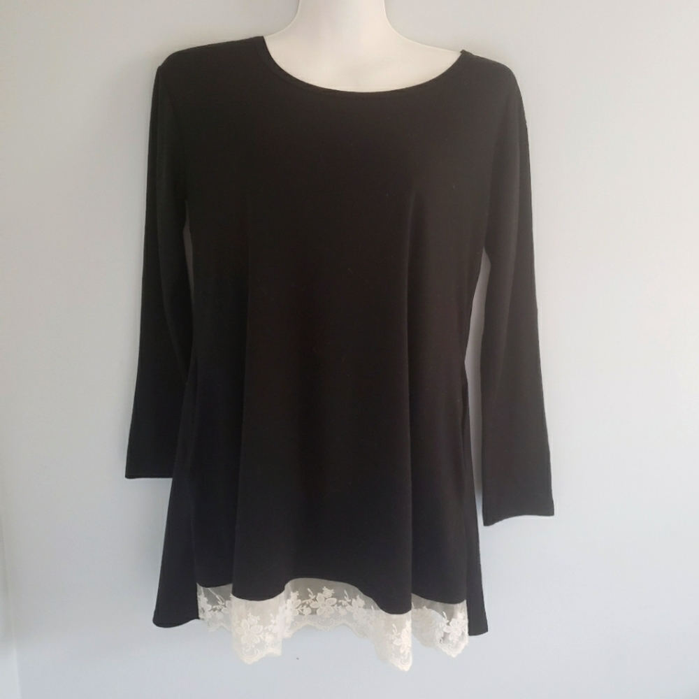 Black Lace Trim Tunic